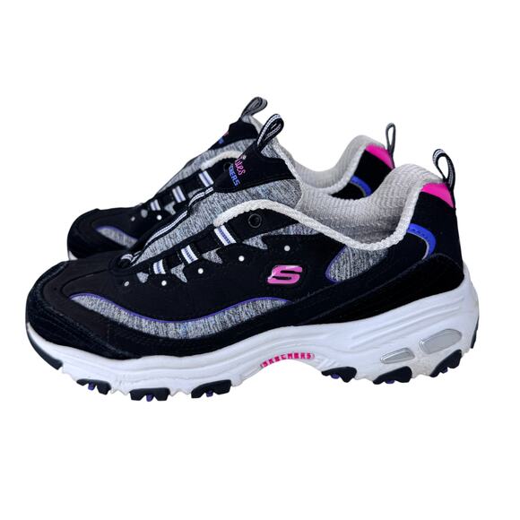 Skechers D'Lites Training Sneakers Womens 7 Gray Black Logo Memory Foam‎ 149060 - Picture 2 of 12